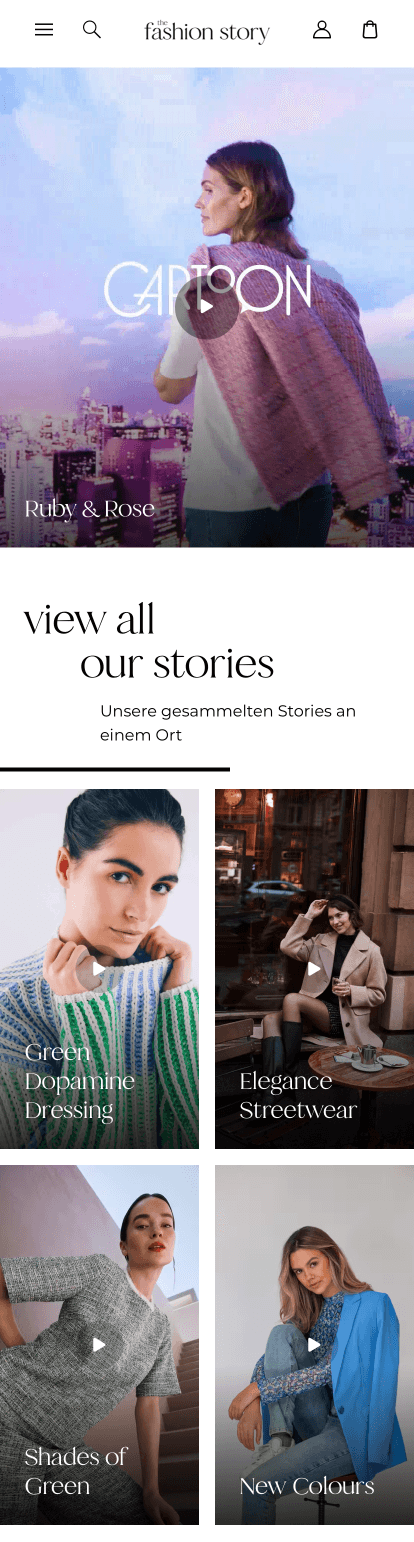 The stories overview page on a phone